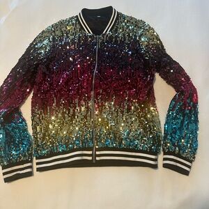 Sequin Multicolor Bomber Jacket